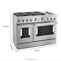 Cuisinière biénergie 6 brûleurs 2 fours conv. véritable 6,3 pi³ 48 po KitchenAid (KFDC558JSS) - Inox