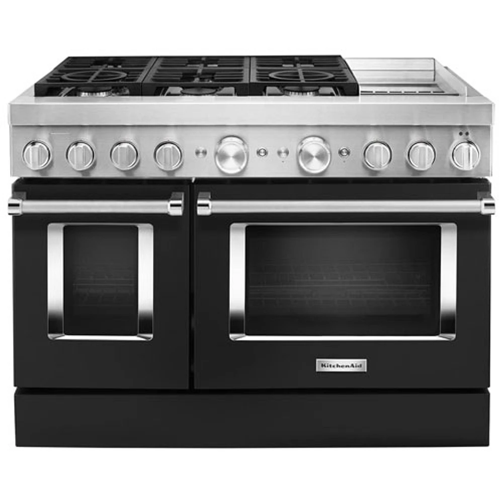 KitchenAid 48" 6.3 Cu. Ft. True Convection Double Oven 6-Burner Dual Fuel Range (KFDC558JBK) -Black