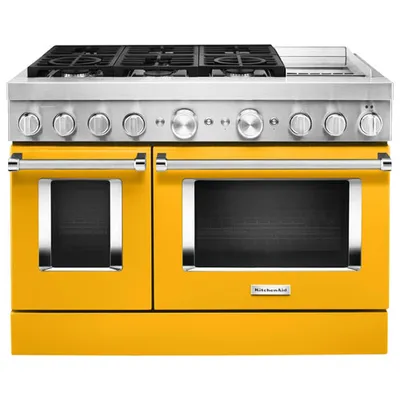 KitchenAid 48" 6.3 Cu. Ft. True Convection Double Oven 6-Burner Dual Fuel Range (KFDC558JYP) -Yellow