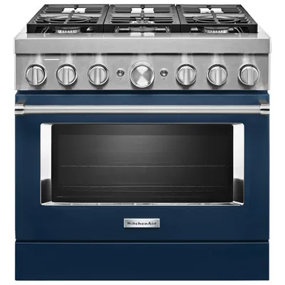 KitchenAid 36" 5.1 Cu. Ft. True Convection 6-Burner Dual Fuel Range (KFDC506JIB) -Ink Blue