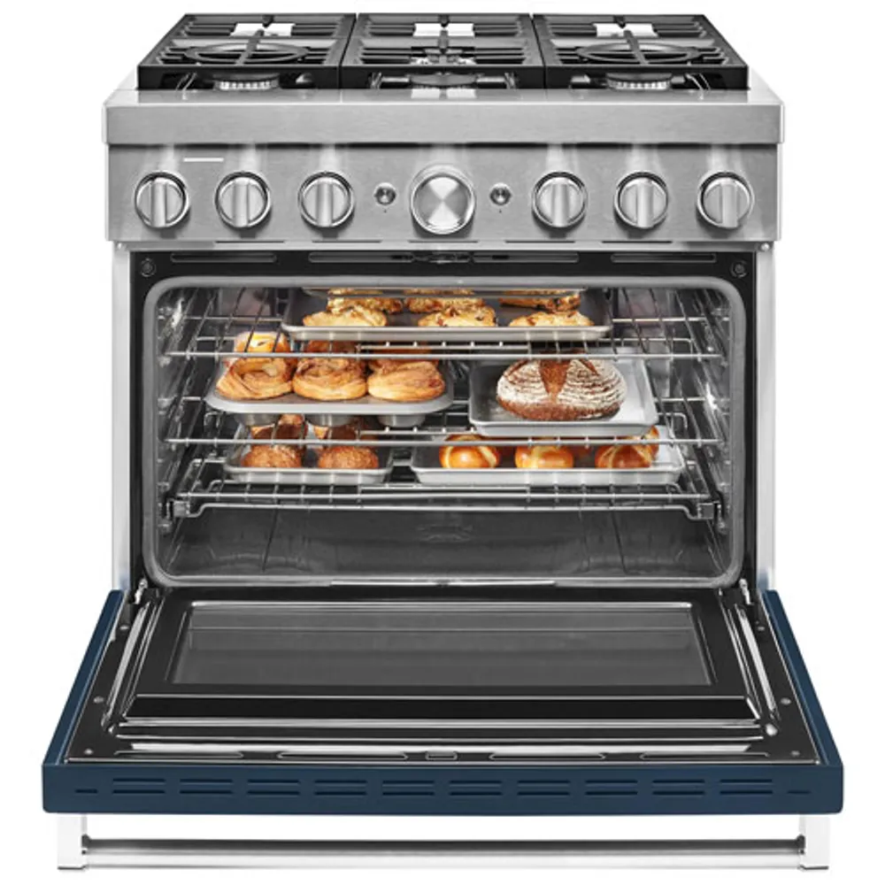 KitchenAid 36" 5.1 Cu. Ft. True Convection 6-Burner Dual Fuel Range (KFDC506JIB) -Ink Blue