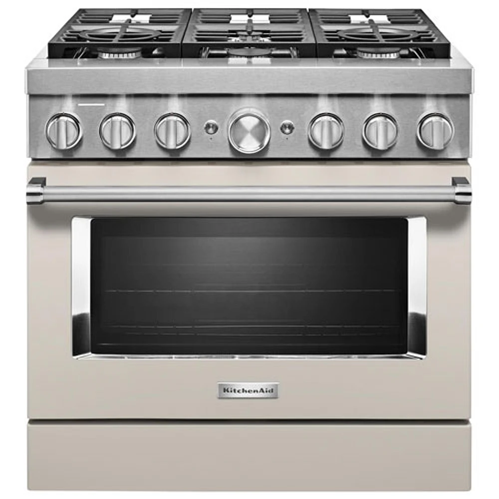 KitchenAid 36" 5.1 Cu. Ft. True Convection 6-Burner Dual Fuel Range (KFDC506JMH) -Matte Milkshake