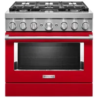 KitchenAid 36" 5.1 Cu. Ft. True Convection 6-Burner Dual Fuel Range (KFDC506JPA) -Passion Red