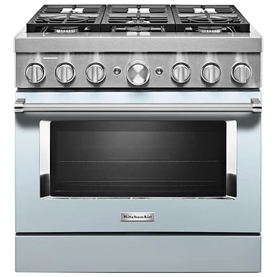 KitchenAid 36" 5.1 Cu. Ft. True Convection 6-Burner Dual Fuel Range (KFDC506JMB) -Misty Blue