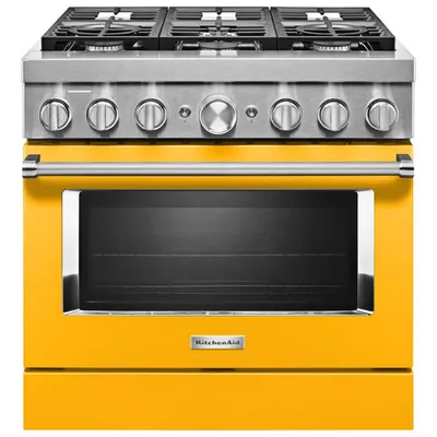 KitchenAid 36" 5.1 Cu. Ft. True Convection 6-Burner Dual Fuel Range (KFDC506JYP) -Yellow Pepper