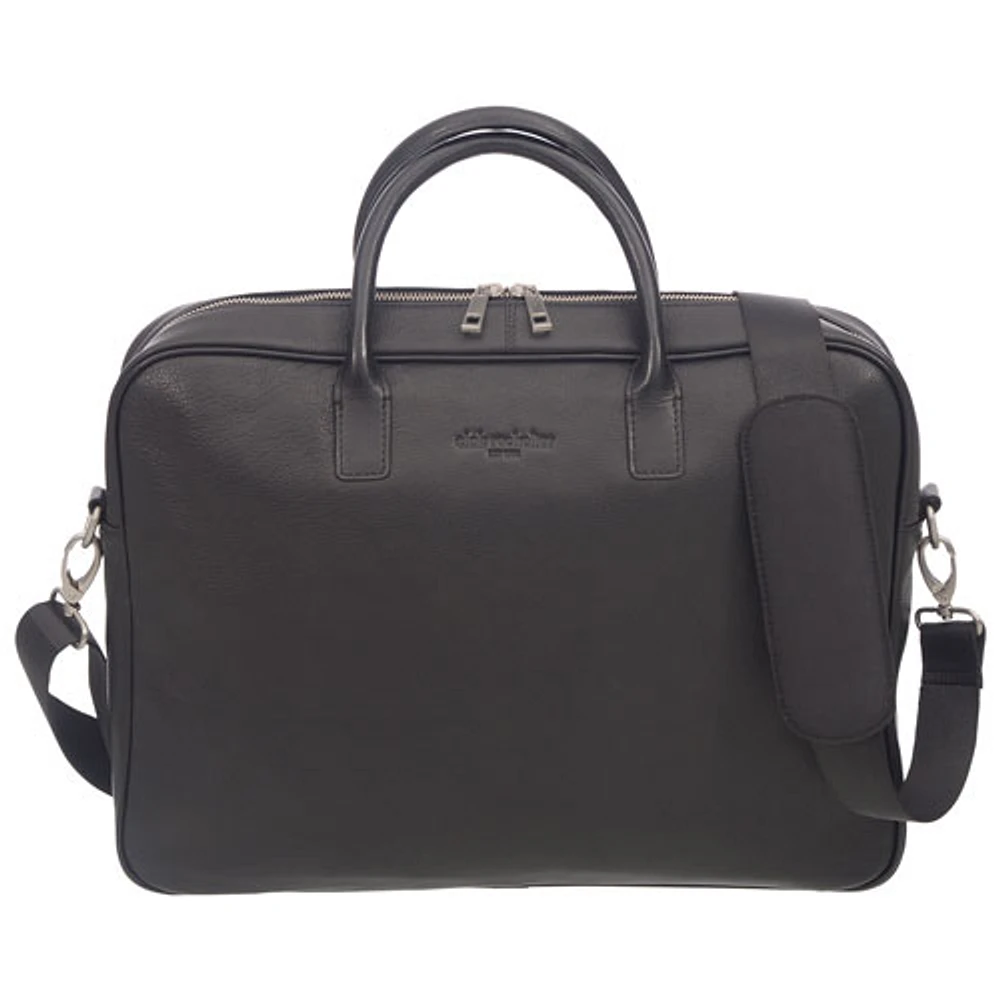 Club Rochelier Leather Convertible Messenger Briefcase - Black