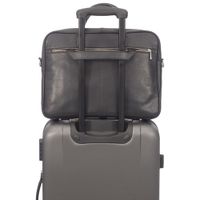 Club Rochelier Leather Convertible Messenger Briefcase - Black