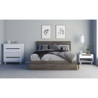 Nexera Modern Bed with 3 Drawer Storage - Queen - Bark Grey