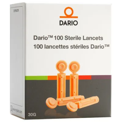 DarioHealth 30 Gauge Lancets - 100-Pack - Orange
