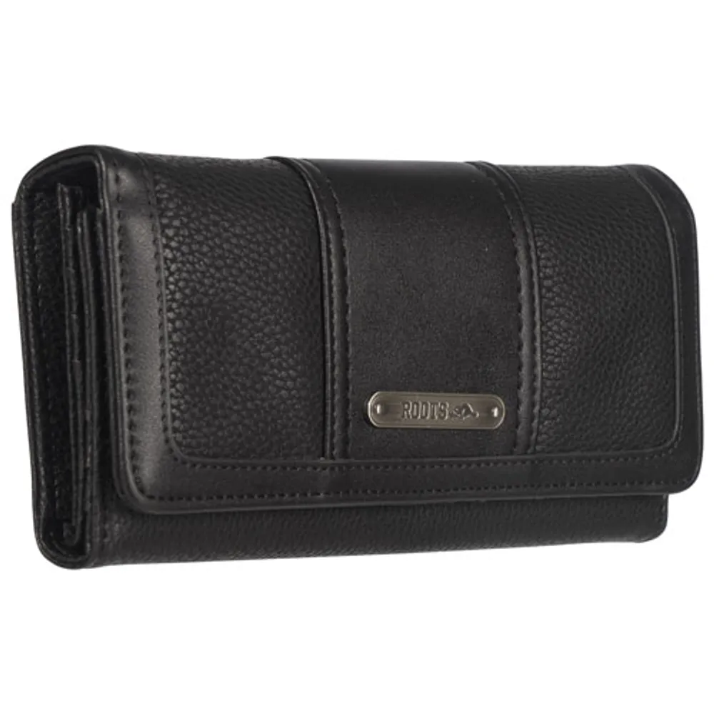 Roots Pineridge RFID Tri-fold Clutch Wallet - Black