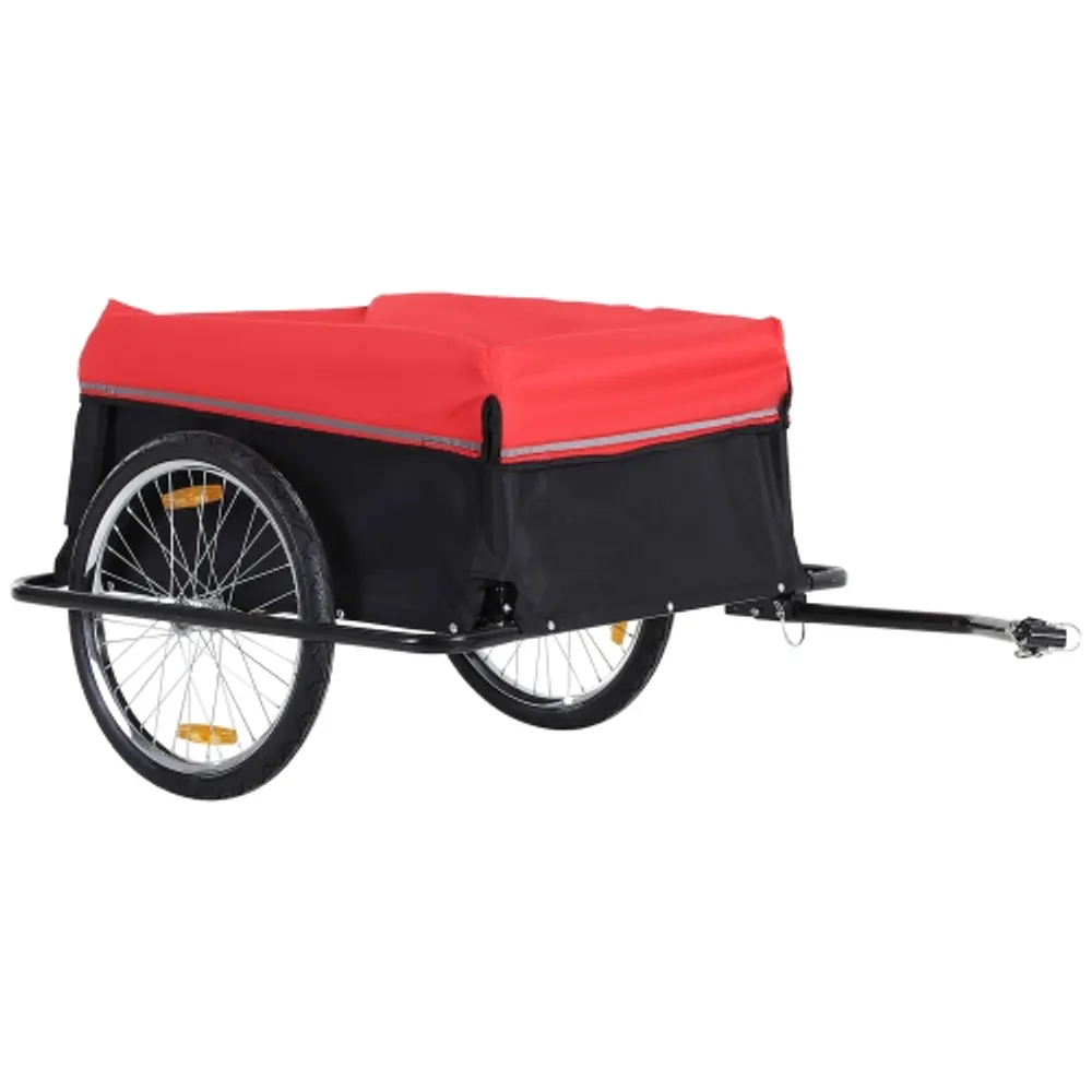 PAWHUT Aosom Folding Bicycle Cargo Trailer Cart Carrier Garden Use w/ Quick  Release, Cover, Black/Red