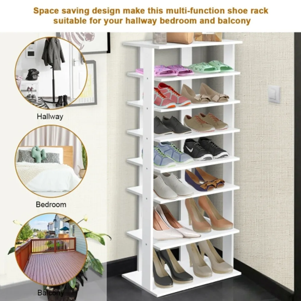 Gymax Patented 7-Tier Double Shoe Rack Free Standing Shelf Storage