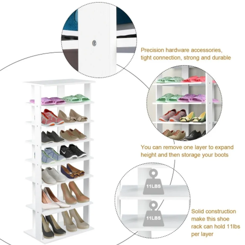 Gymax Patented 7-Tier Double Shoe Rack Free Standing Shelf Storage