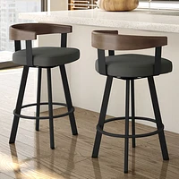 Lars Contemporary Bar Height Barstool - Grey/Black/Brown