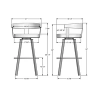 Lars Contemporary Bar Height Barstool - Grey/Black/Brown