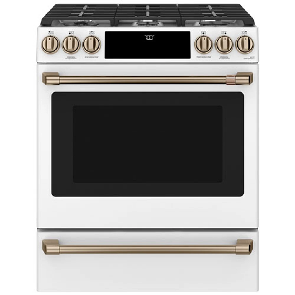 Café 30" 5.6 Cu. Ft. True Convection 6-Burner Slide-In Gas Range (CCGS700P4MW2) - Matte White