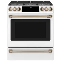 Café 30" 5.6 Cu. Ft. True Convection 6-Burner Slide-In Gas Range (CCGS700P4MW2) - Matte White