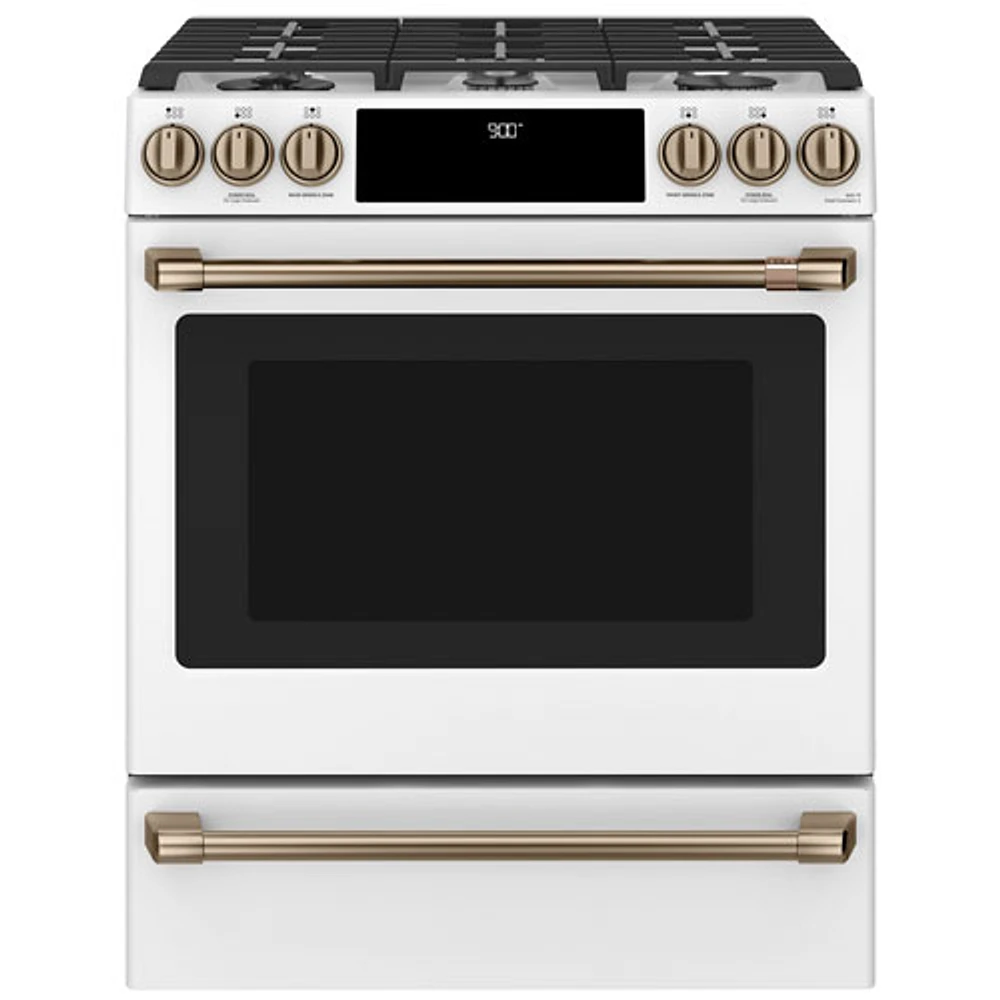 Café 30" 5.7 Cu. Ft. True Convection 6-Burner Slide-In Gas Range (CC2S900P4MW2) - Matte White