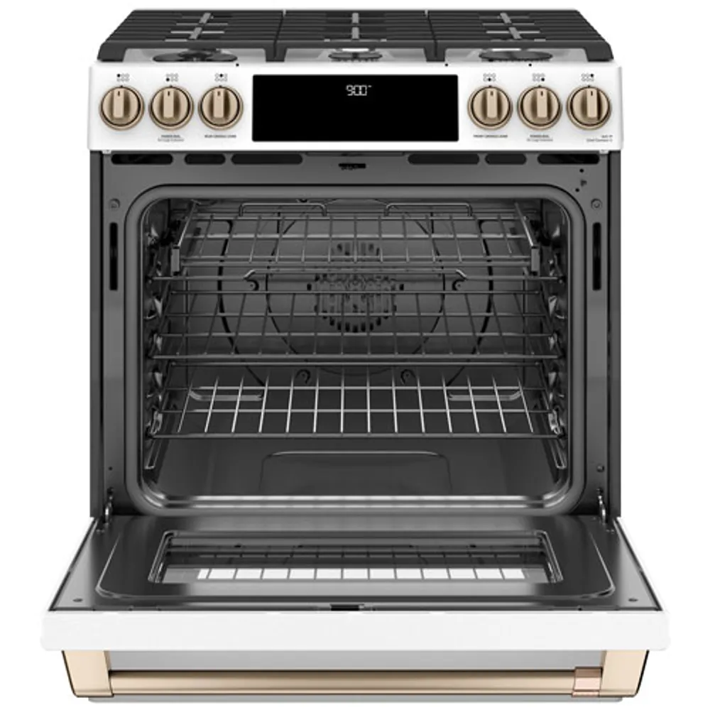 Café 30" 5.7 Cu. Ft. True Convection 6-Burner Slide-In Gas Range (CC2S900P4MW2) - Matte White