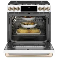 Café 30" 5.7 Cu. Ft. True Convection 6-Burner Slide-In Gas Range (CC2S900P4MW2) - Matte White