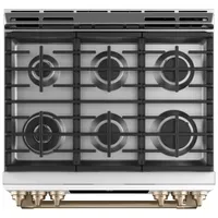 Café 30" 5.7 Cu. Ft. True Convection 6-Burner Slide-In Gas Range (CC2S900P4MW2) - Matte White