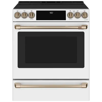 Café 30" Self-Clean True Convection 5-Element Slide-In Induction Range (CCHS900P4MW2) - White