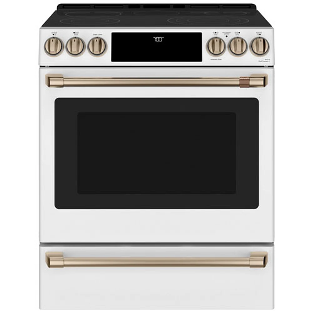 Café 30" Self-Clean True Convection 5-Element Slide-In Smooth Top Electric Range (CCES700P4MW2) -White