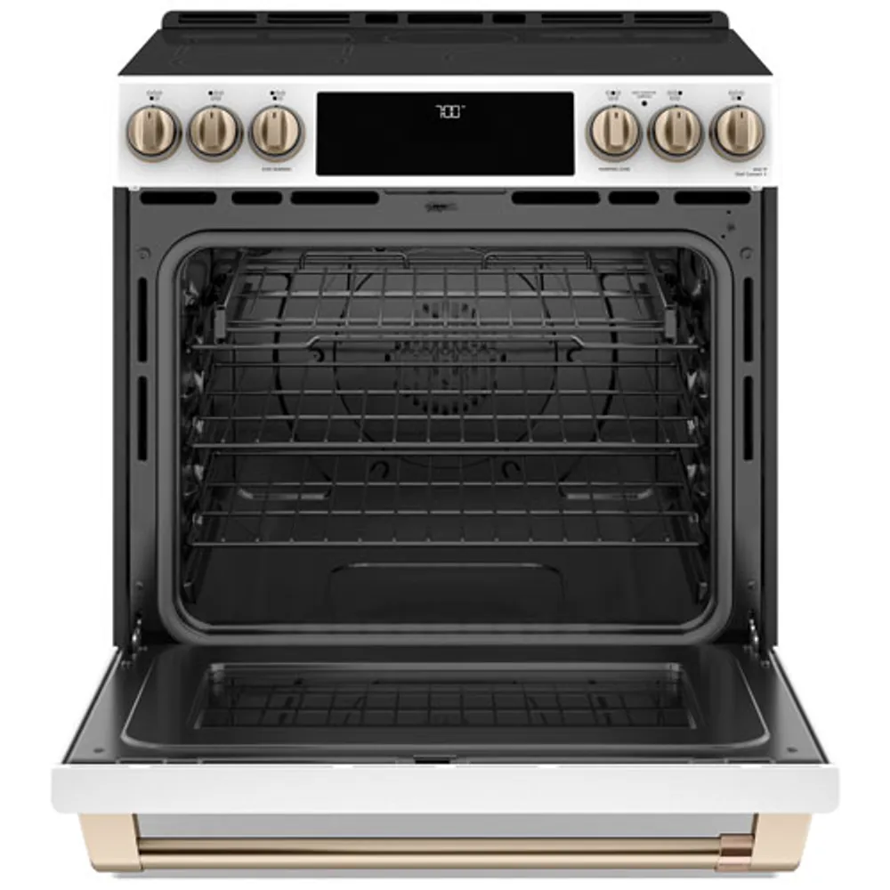 Cuisinière élect. encastrab. lisse 5 éléments conv. véritable autonet. 30 po Café (CCES700P4MW2)-Blc