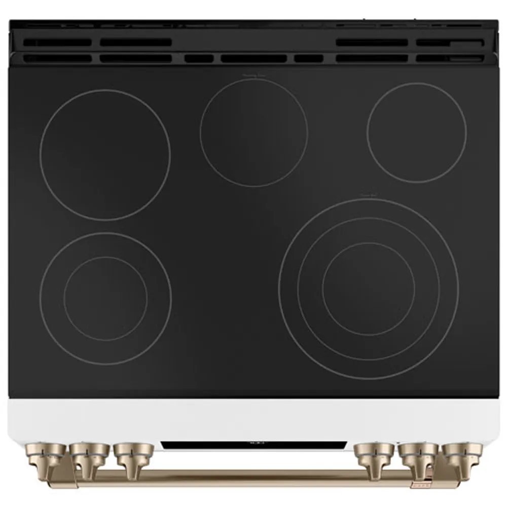 Café 30" Self-Clean True Convection 5-Element Slide-In Smooth Top Electric Range (CCES700P4MW2) -White