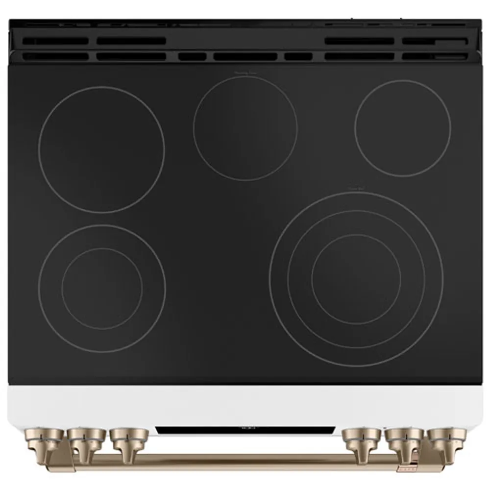 Cuisinière élect. encastrab. lisse 5 éléments conv. véritable autonet. 30 po Café (CCES700P4MW2)-Blc