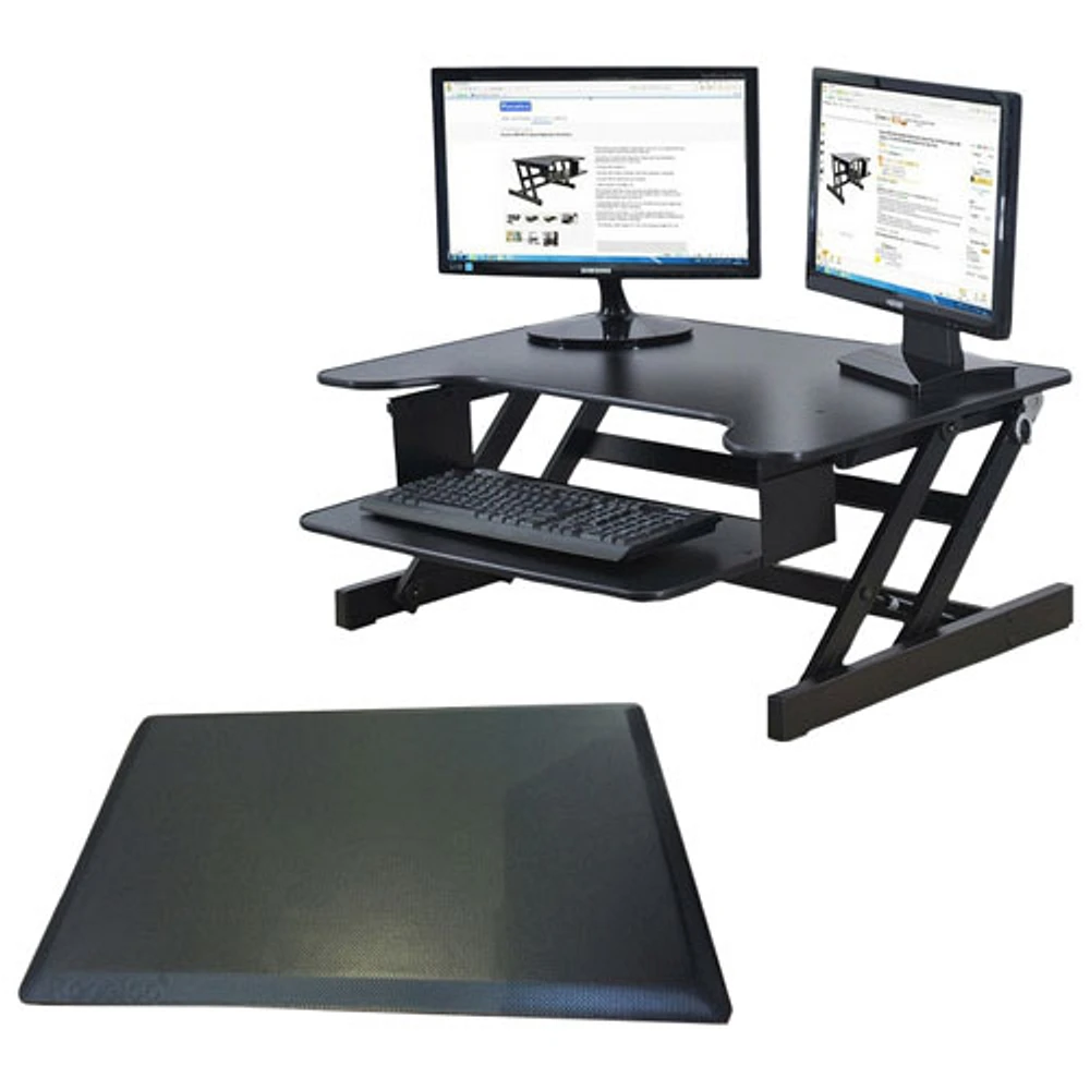 Rocelco ADR Standing Desk Riser & Anti-Fatigue Mat - Black