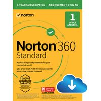 Norton 360 Standard (PC/Mac) - 1 Device - 10GB Cloud Backip - 1-Year Subscription - Digital Download