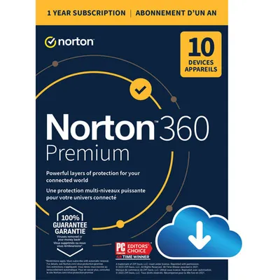 Norton 360 Premium (PC/Mac) - 10 appareils - Stockage infonuagique de 75 Go - de