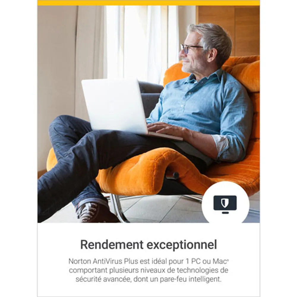 Norton AntiVirus Plus (PC/Mac) - 1 appareil - Sauvegarde infonuagique de 2 Go - Abonnement de 1 an - Téléchargement numérique