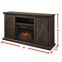 Muskoka Langdon 58" Electric Fireplace - 4777 BTU - Rustic Brown