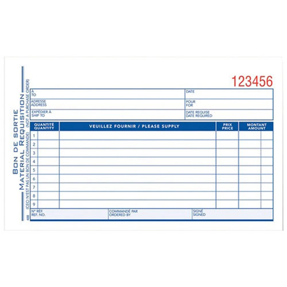 Adams Materials Requisition Form - 50 Sheets - Blue