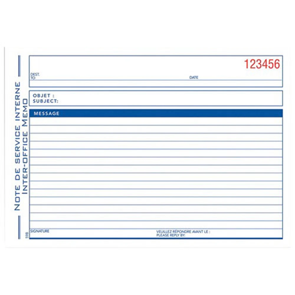 Adams Preprinted Interoffice Memo Book - 50 Sheets