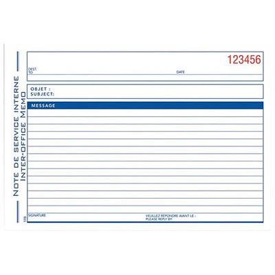 Adams Preprinted Interoffice Memo Book - 50 Sheets