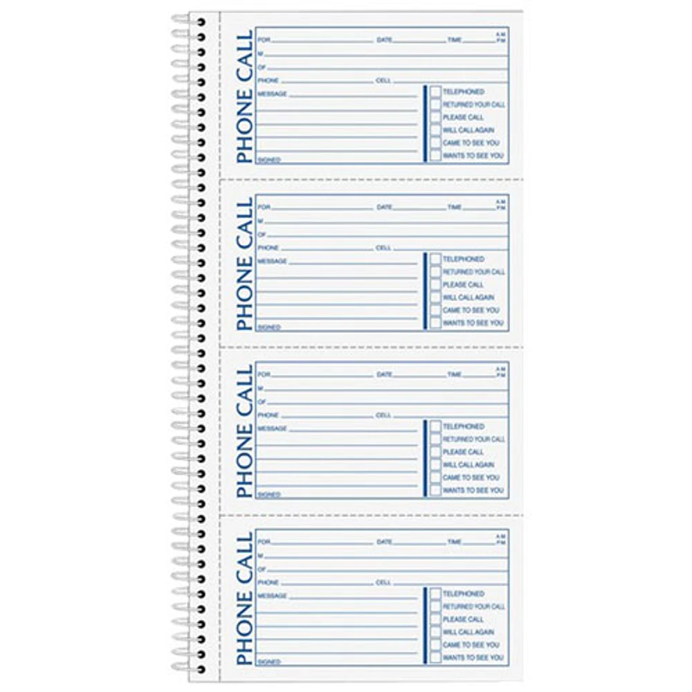 Adams Spiral Bound Phone Message Book - 400 Sheets