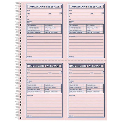 Adams Carbonless Important Message Pad - 200 Sheets