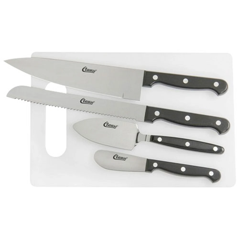 Clauss 5-Piece Knife Set with Cutting Board (18633) - Black