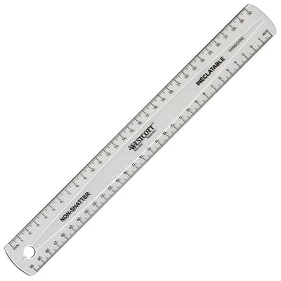 Westcott 11.8" (300 mm) Transparent Nonshatter Ruler - Clear