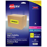 Avery Permanent High-Visibility Shipping Labels (05938) - 25 Pack