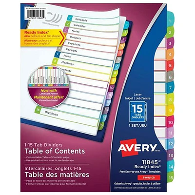 Intercalaires personnalisables Ready Index d'Avery