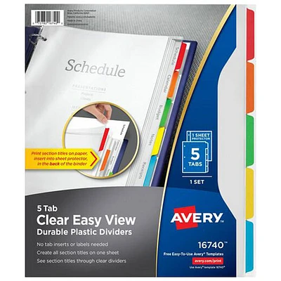 Avery Clear Easy View Durable Plastic Dividers