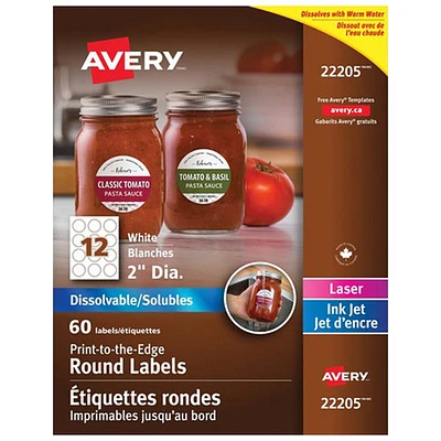 Avery Print-to-the-Edge Round Labels (22205) - 60 Pack