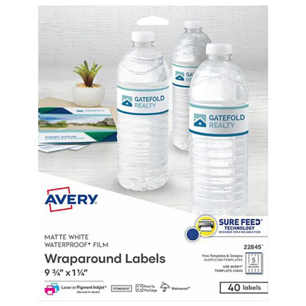 Avery Durable Waterproof Wraparound Labels (22845) - 40 Pack