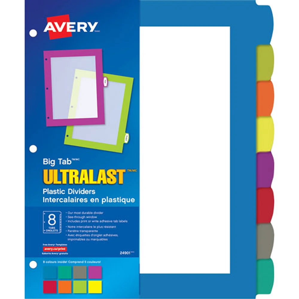 Avery Big Tab Ultralast Plastic Dividers (24901) - Set of 8