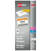 Avery Garment Friendly Clip Style Name Badge Kit (74467) - 24 Pack