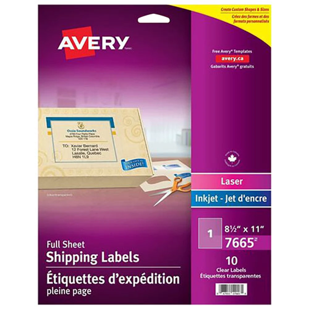 Avery Full Sheet Shipping Labels (7665) - 10 Labels